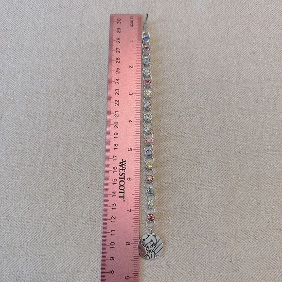 Y2K Vintage Avon Disney Tinkerbell Charm Bracelet Pastel Crystal Rhinestones - Picture 14 of 15